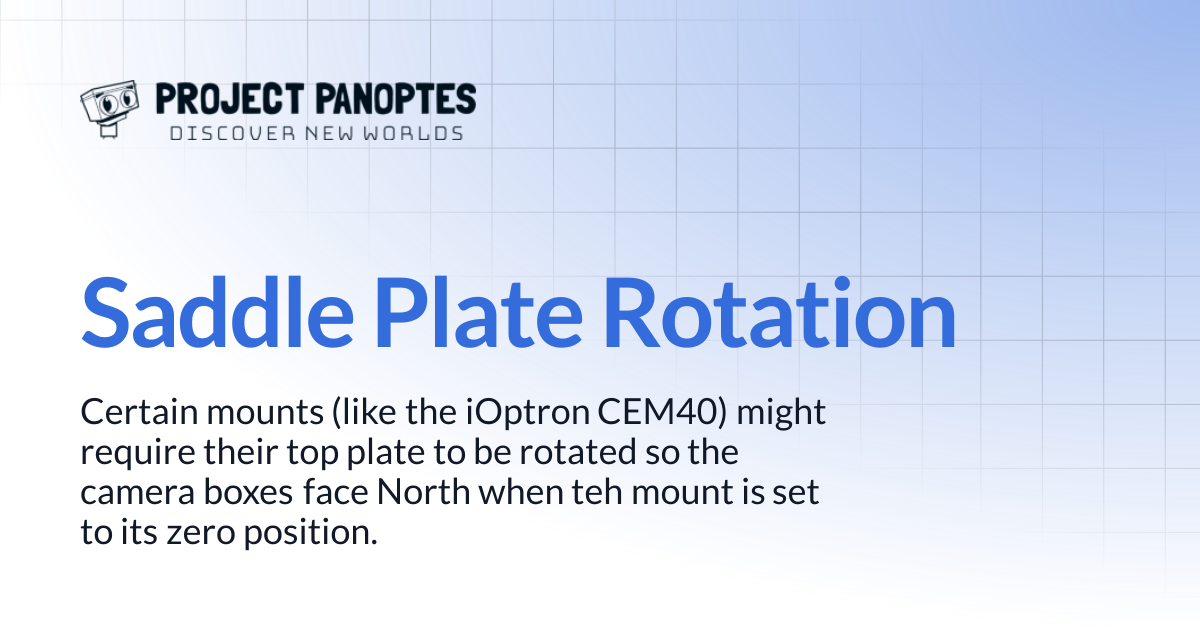 Saddle Plate Rotation | Project PANOPTES